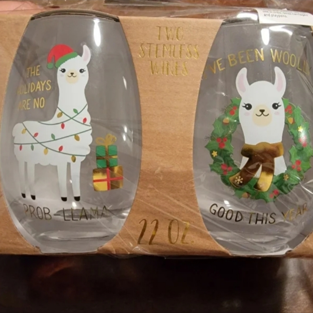 Set of 2 stemless wine set